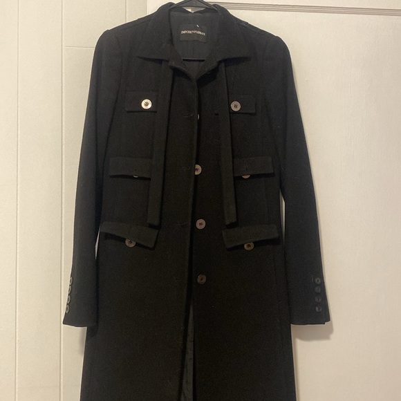 Vintage Emporio Armani doble breasted coat, black , size 40, Made in Italy - Picture 2 of 9